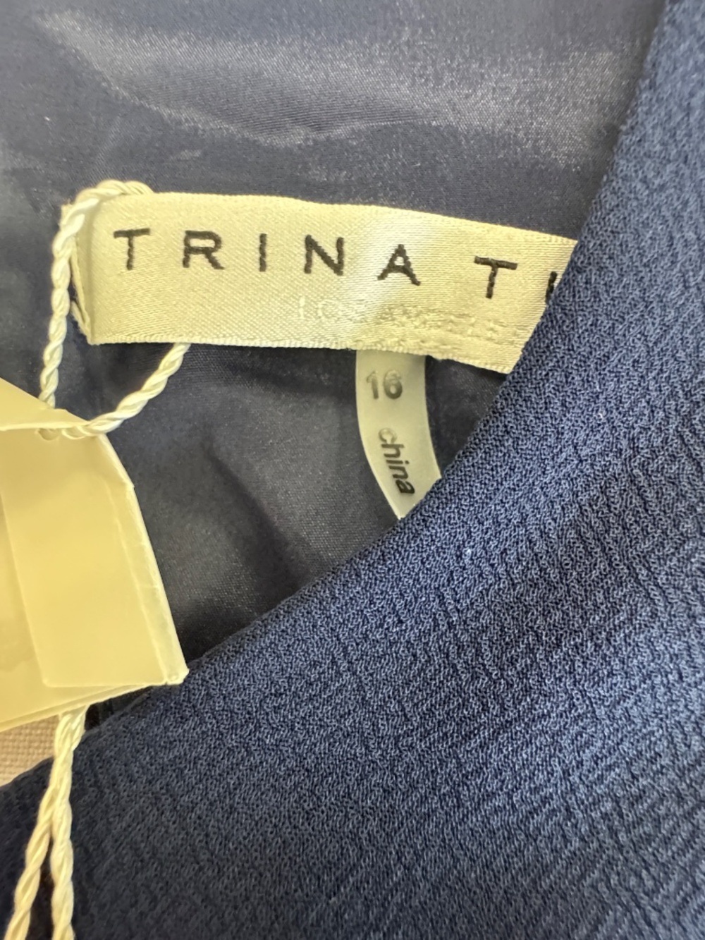 Trina Turk Whim Crochet Lace Trim Appliqué Shift Dress Navy Blue Size 16 NWT - Picture 4 of 15